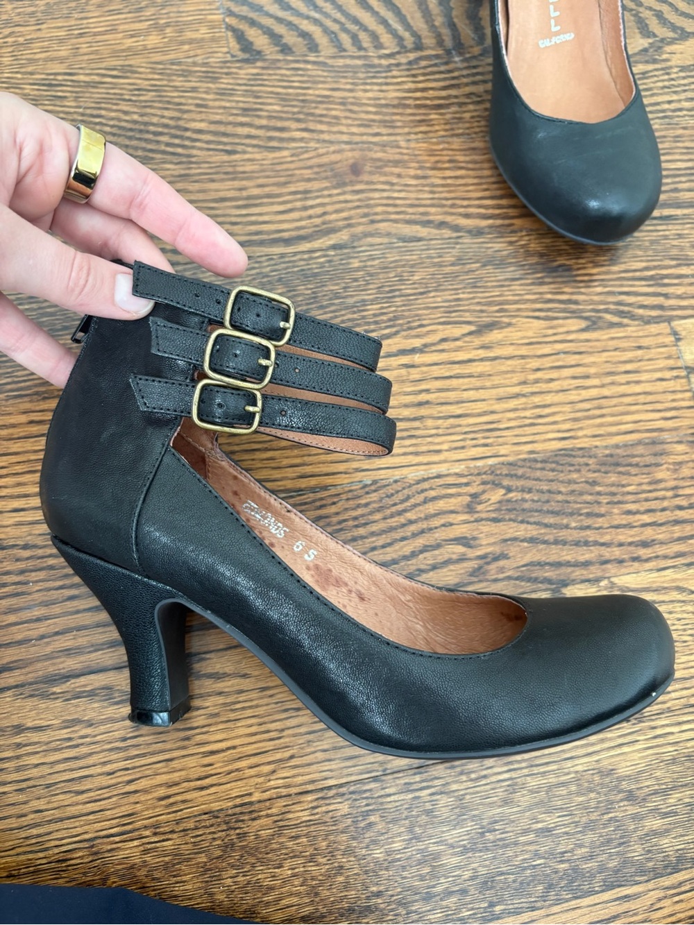 Jeffrey Campbell Black Triple-Buckle Ankle Strap Heels